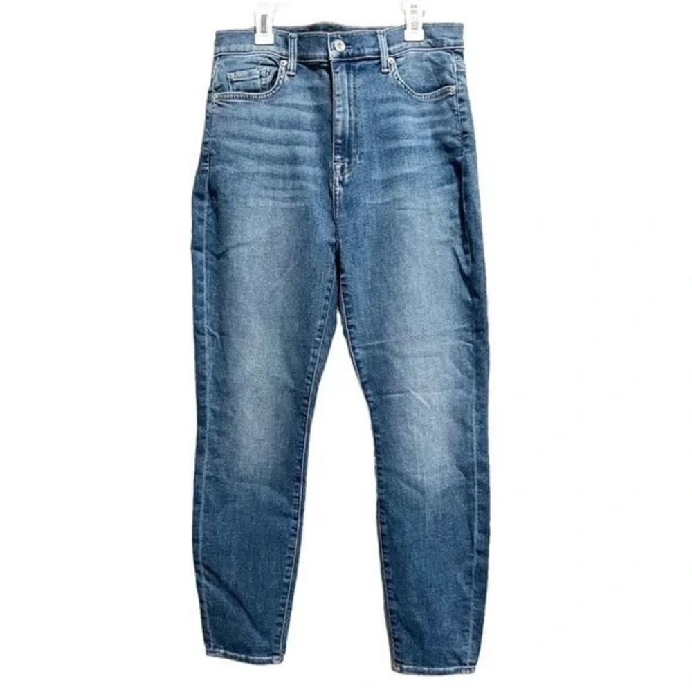 7‎ For All Mankind High Waist Ankle Skinny Jeans Blue Stretch Women's 30